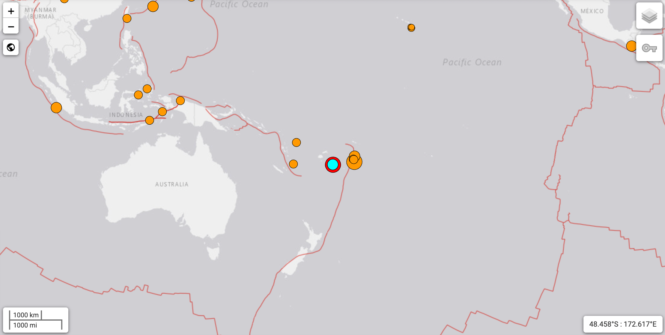 Earthquake off the coast of Fiji