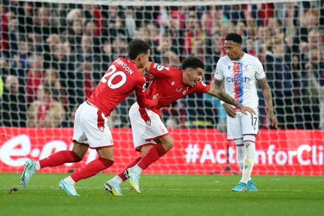 Morgan Gibbs-White scored the only goal of the game as Nottingham Forest beat Crystal Palace (Isaac Parkin/PA)