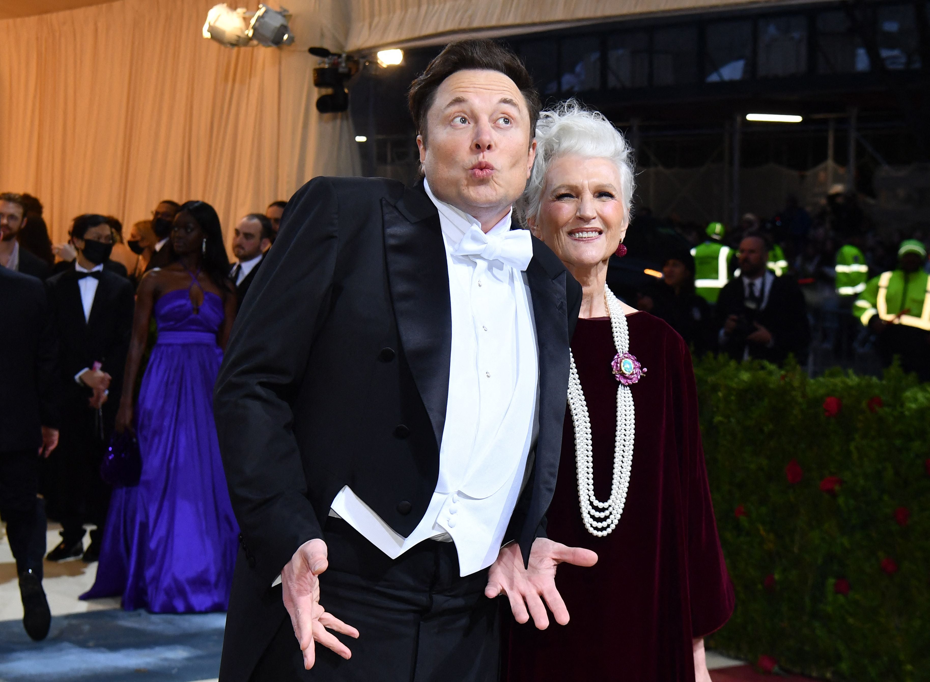 Elon Musk and his mother Maye Musk at the 2022 Met Gala at the Metropolitan Museum of Art
