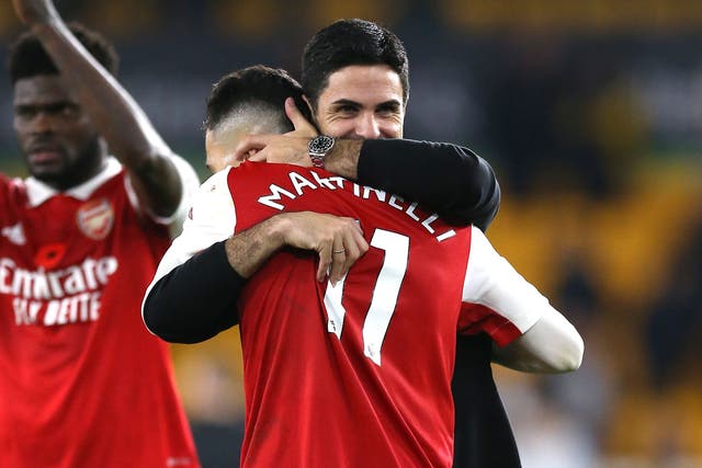 Mikel Arteta’s side are five points clear at the top of the table (Nigel French/PA)