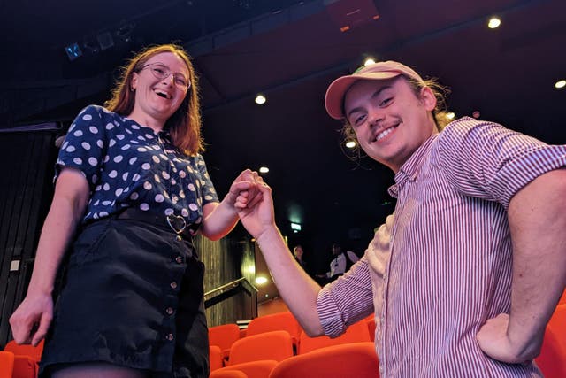 Samuel Bell, 24, proposed to his girlfriend Charlotte Button, also 24, at the theatre where they fell in love (University of Essex/PA)