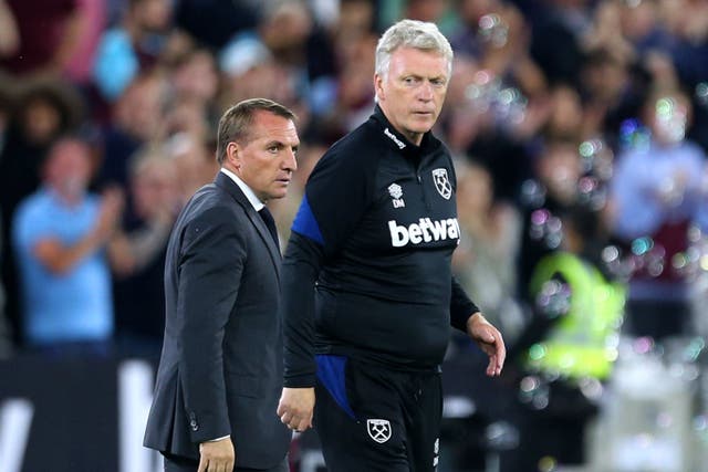 Brendan Rodgers (left) has backed David Moyes to turn things around at West Ham (Steven Paston/PA)