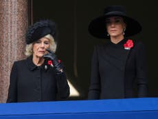 Kate joins Camilla on balcony as King leads Remembrance Sunday service for first time