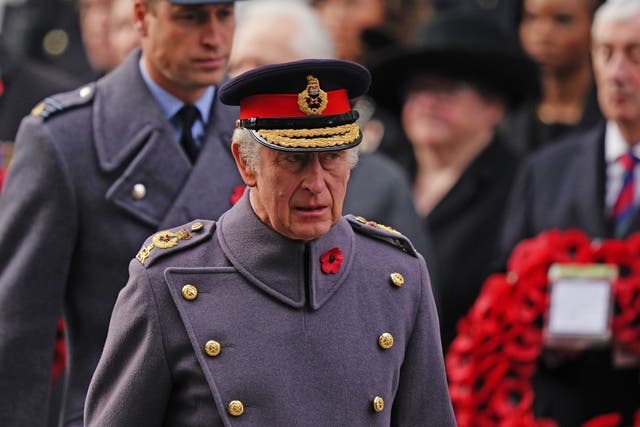 The King during the Remembrance Sunday service (Aaron Chown/PA)