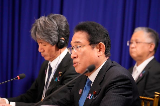 <p>Japanese prime minister Fumio Kishida speaks at the Association of Southeast Asian Nations summit in November 2022 </p>