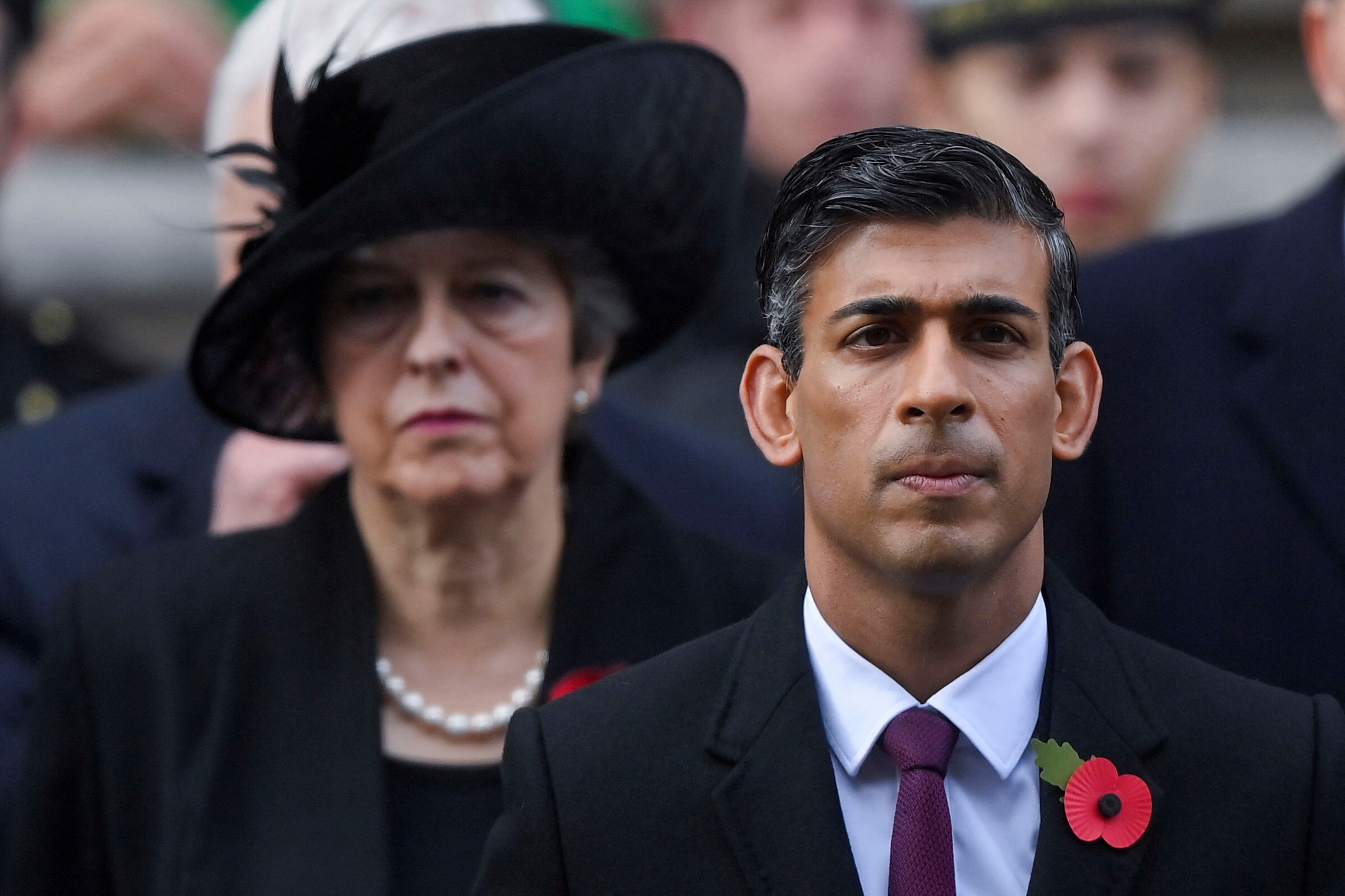 Prime minister Rishi Sunak and his predecessor, Theresa May