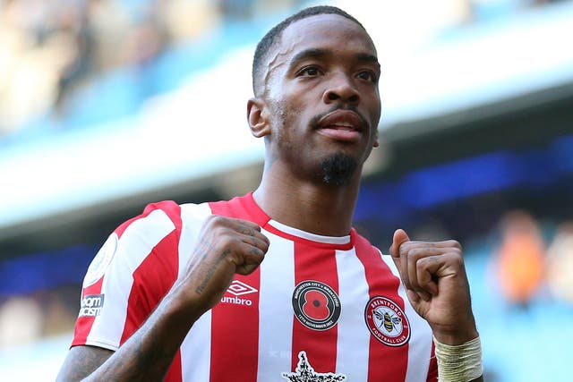 Ivan Toney responded to his World Cup heartache with both goals in Brentford’s win at Manchester City (Nigel French/PA)