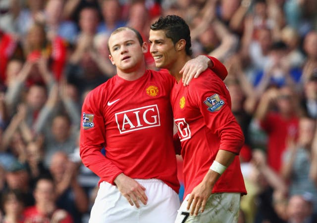 <p>Wayne Rooney with Cristiano Ronaldo during their time together at Manchester United</p>