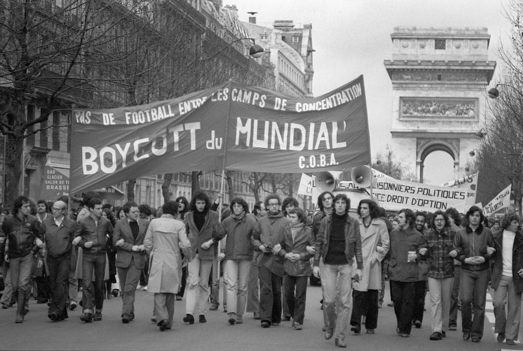 Thousands protested in Paris against the staging of the 1978 World Cup