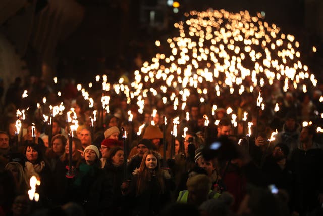 A torchlight procession took place in Edinburgh in previous years (Andrew Milligan/PA)