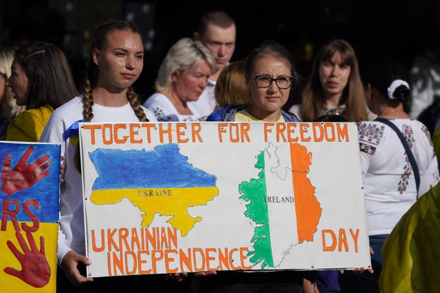 A Ukraine independence rally in Dublin (Brian Lawless/PA)