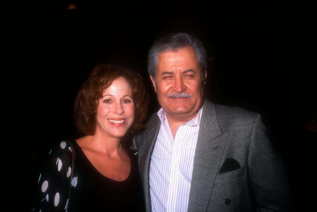 Actress Louis Sorel and actor John Aniston at the Days Of Our Lives 30th Anniversary Party in 1995 (Barry King/Alamy Stock Photo/PA)
