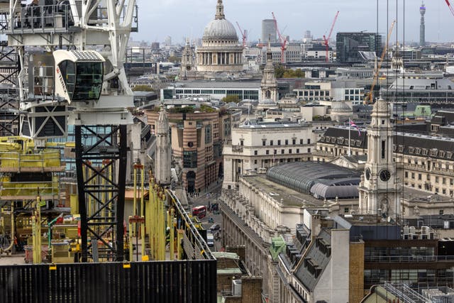 <p>A general view from the Lloyds of London building</p>