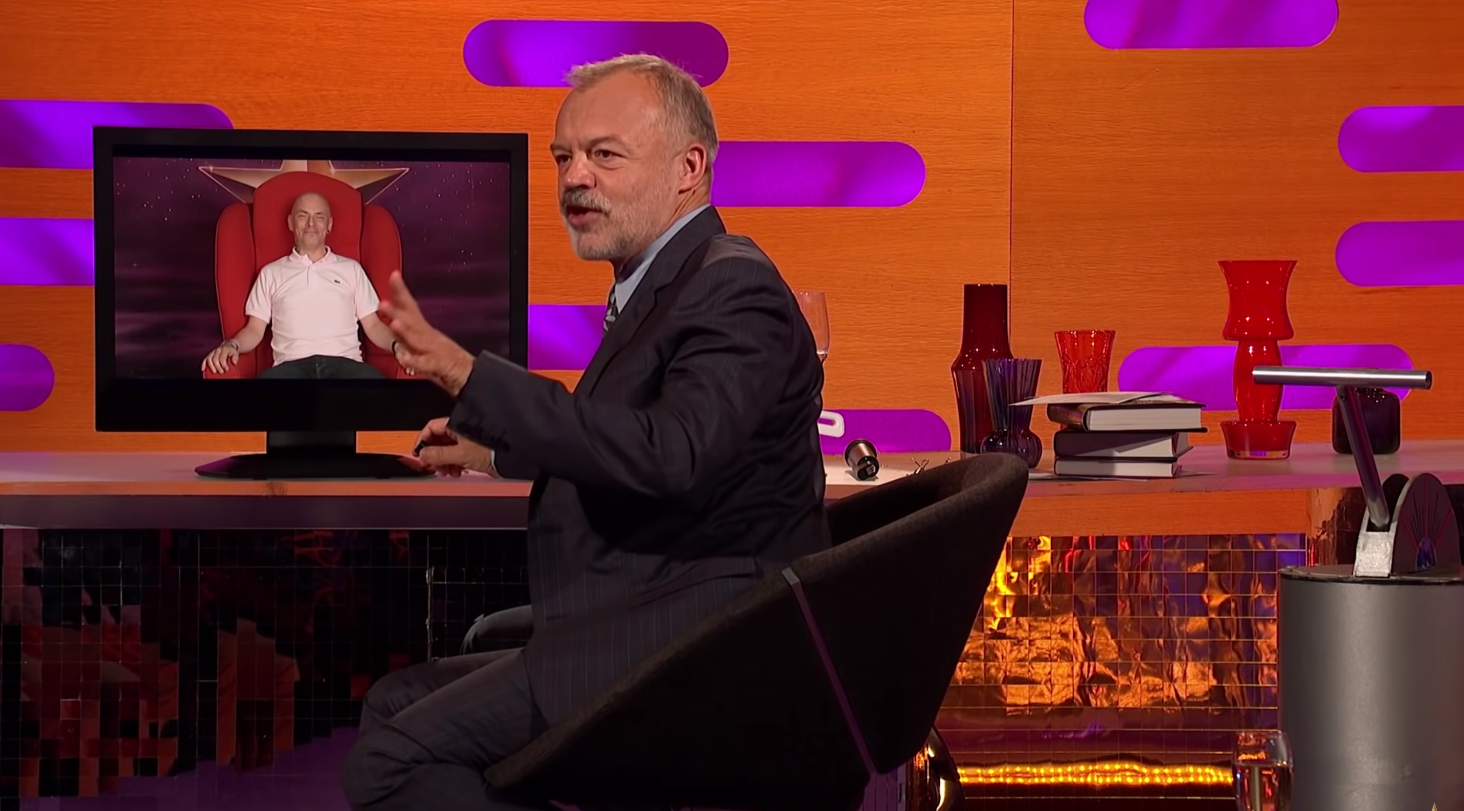 Graham Norton controlling the Red Chair