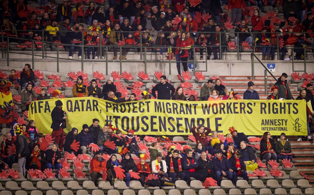 Belgium supporters call for reform in Qatar