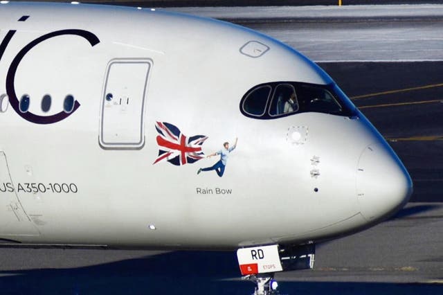 <p>Virgin Atlantic’s Rain Bow plane</p>