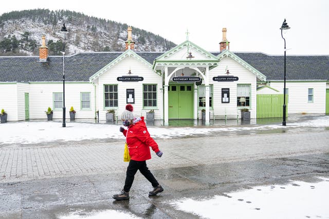 <p>Snow could fall in the Cairngorms this weekend (Pictured: Ballater, Aberdeenshire in January) </p>