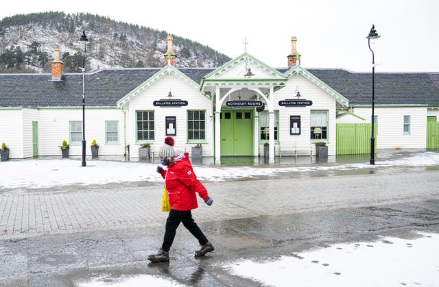 <p>Snow could fall in the Cairngorms this weekend (Pictured: Ballater, Aberdeenshire in January) </p>
