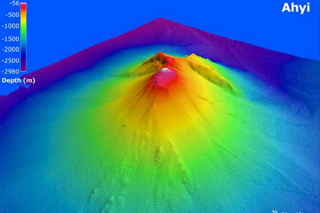 <p>Ahyi Seamount, part of a chain of volcanic mountain peaks in the Northern Mariana Islands, is located located about 6,115km west of Honolulu </p>