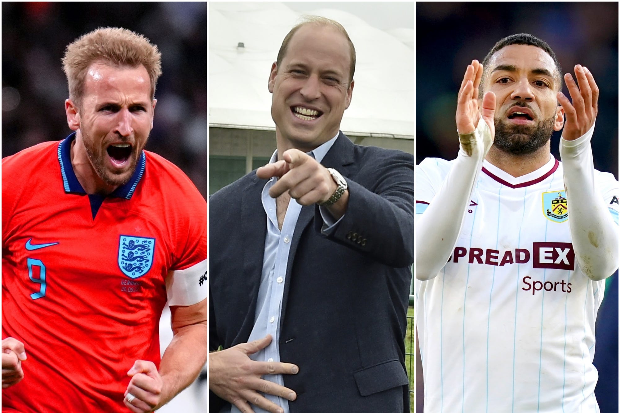 Harry Kane (left), the Prince of Wales (centre) and Aaron Lennon (John Walton/Rui Viera/John Walton/PA)