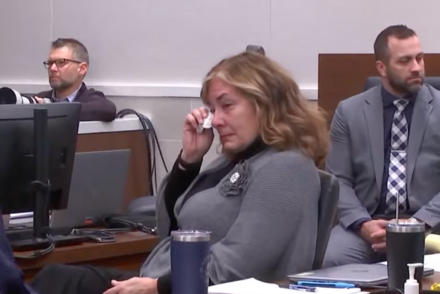 <p>A prosecutor wipes her tears while listening to victims’ impact statements ahead of Brooks’ sentencing </p>