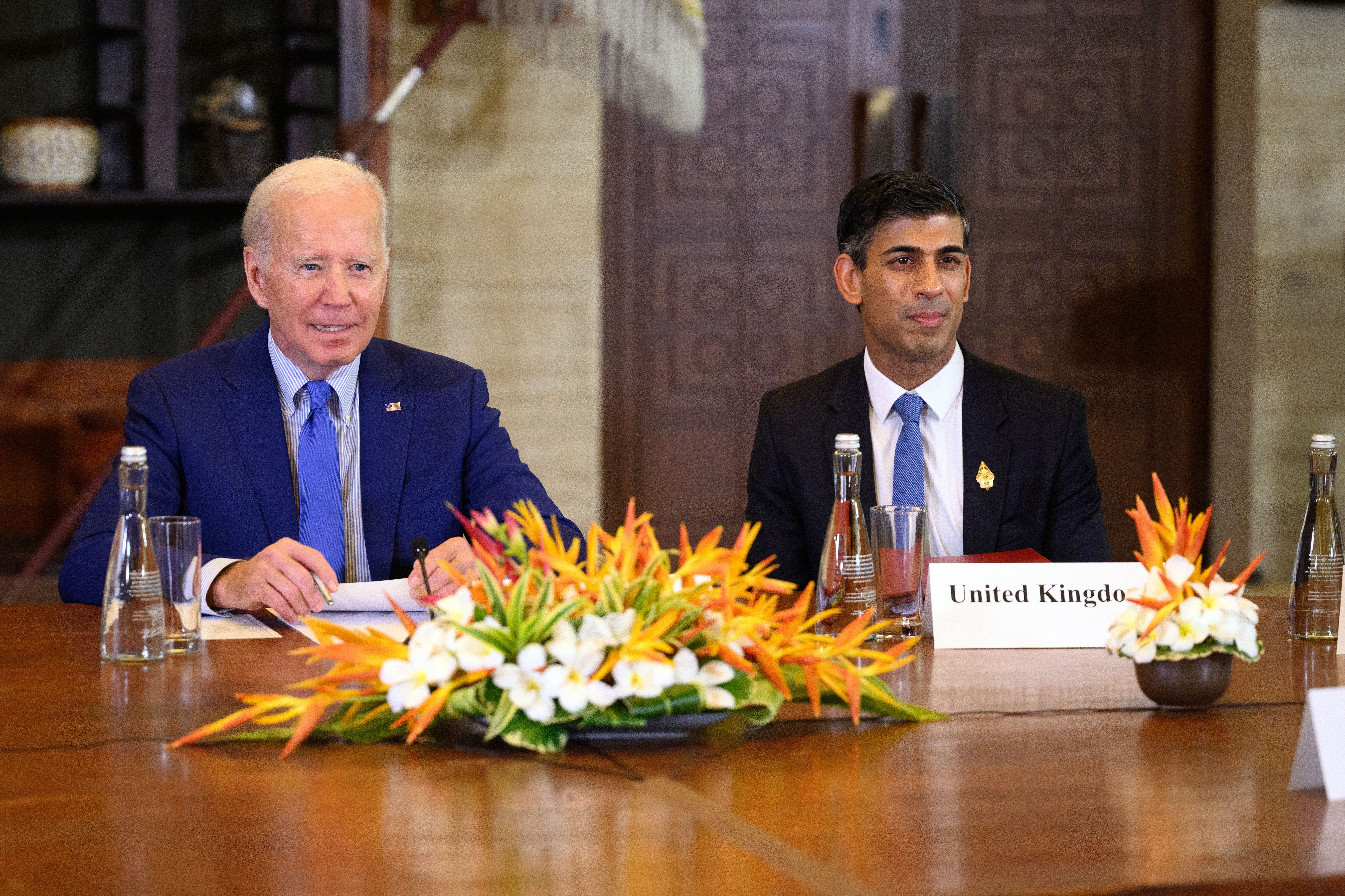 US President Joe Biden and British Prime Minister Rishi Sunak (Leon Neal/PA)