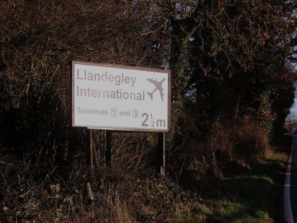 The Llandegley International Airport sign has been up for 20 years