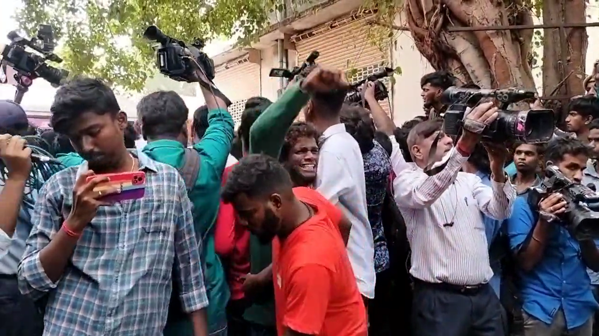 Protesters outside Chennai hospital stage a sit-in protest after a footballer died following a knee surgery