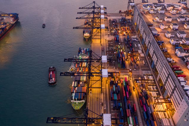 <p>Kwai Tsing Container Terminals from drone view</p>