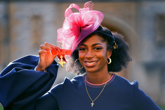 Kadeena Cox after being made an Officer of the Order of the British Empire by the King during an investiture ceremony at Windsor Castle, Berkshire, for services to athletics and cycling (Victoria Jones/PA)