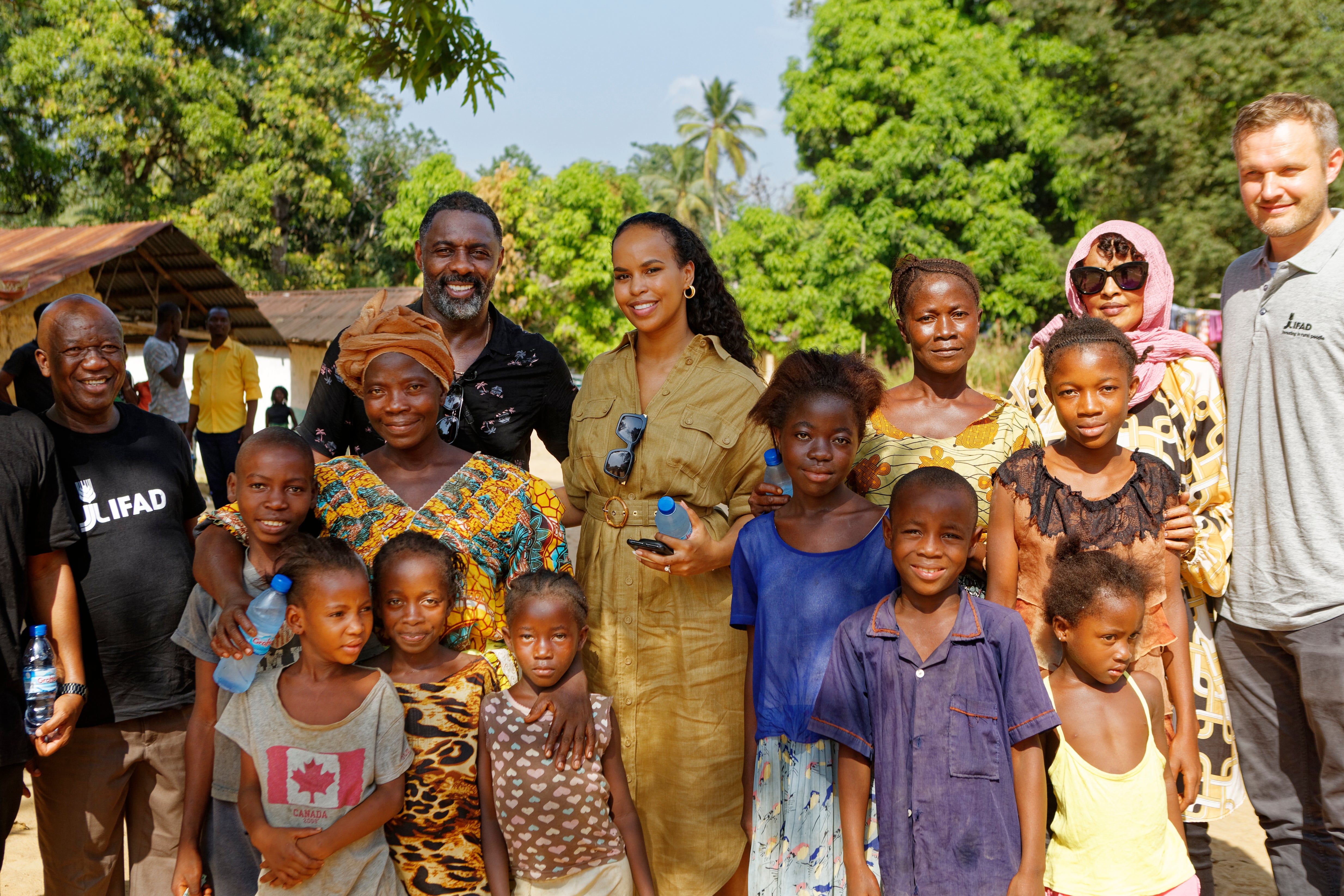 UN Goodwill Ambassadors Sabrina and Idris Elba visit a sustainable agriculture project run by IFAD in Maboikandor, Sierra Leone