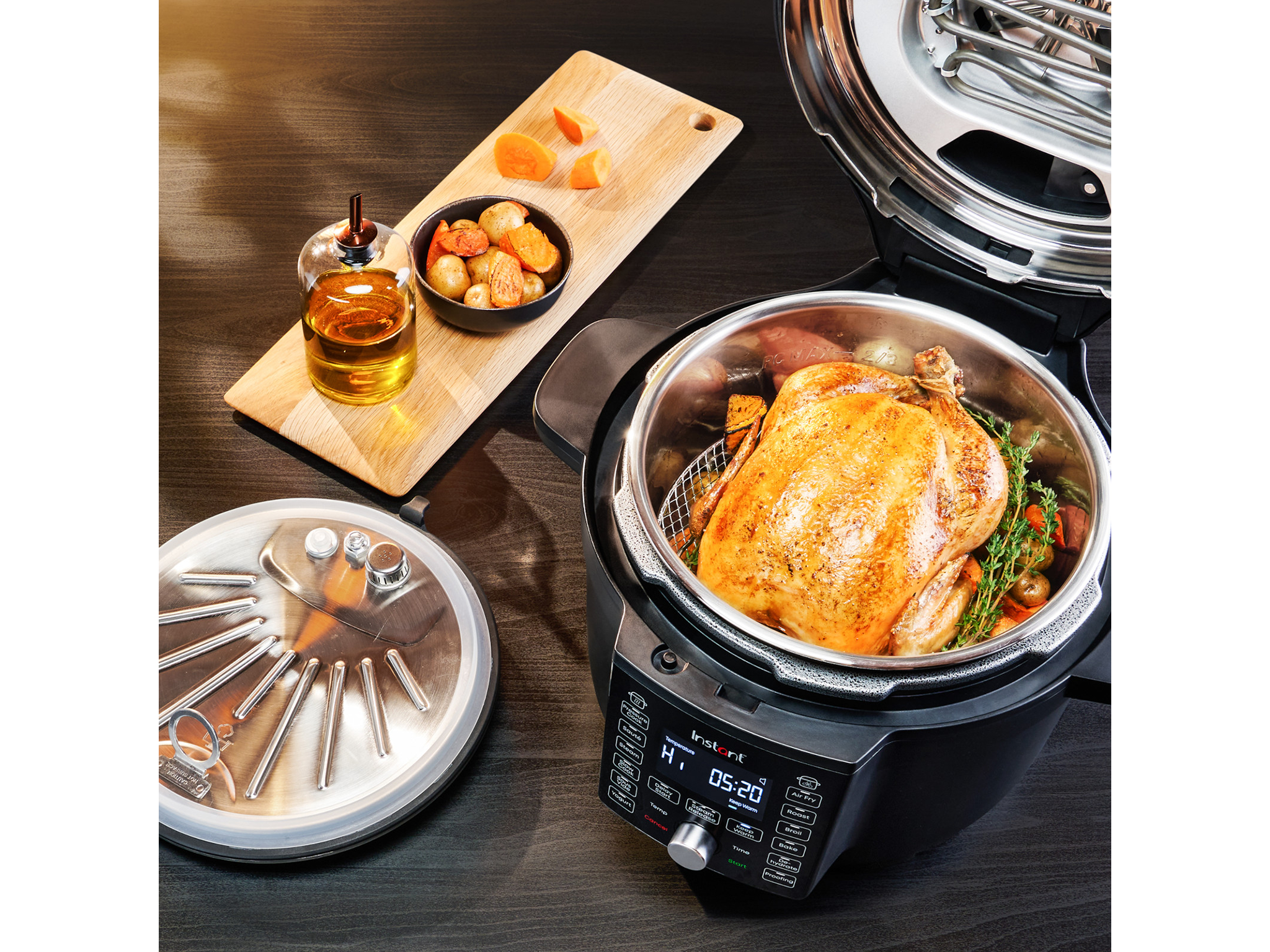 How do I assemble the multi-level air fryer basket for Instant Pot Duo  Crisp 11-in-1 Air Fryer and Electric Pressure Cooker Combo?