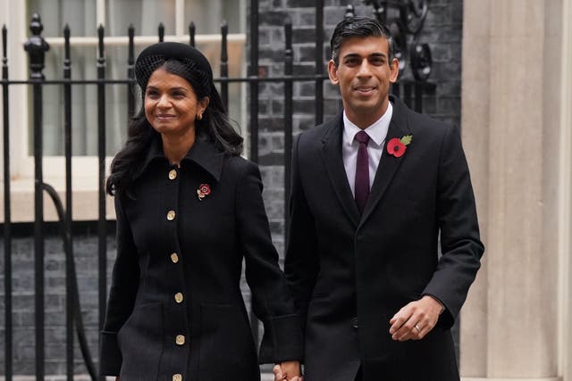 Prime Minister Rishi Sunak and his wife Akshata Murty (Jonathan Brady/PA)