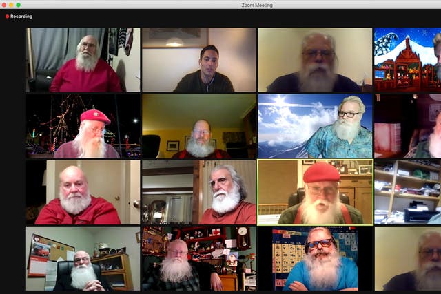 <p>Filmmaker Nick Sweeney joins a zoom call with Santas participating in his documentary</p>