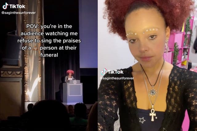 <p>TikToker shares video of speech during father’s funeral, in which they call him a ‘racist, misogynist, xenophobic, Trump-loving, cis straight white man’</p>