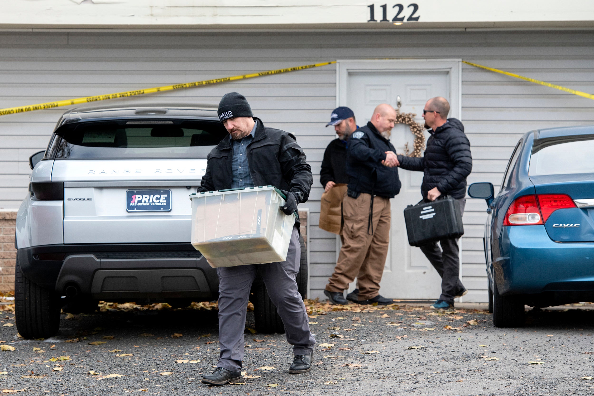 Officers on the scene of the home where four University of Idaho students were murdered