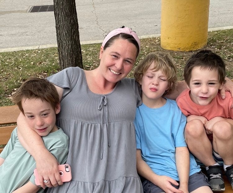 Heather Wallace, 37, with her three sons Aiden, Liam and Declan