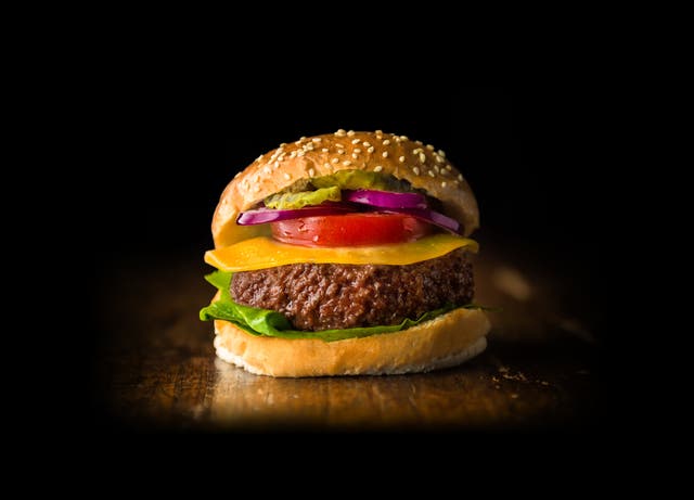 <p>A burger made from cultivated meat</p>