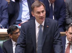 Autumn Budget - live: Jeremy Hunt says UK now in recession as he cuts top rate of tax