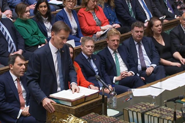 Chancellor of the Exchequer Jeremy Hunt delivering his autumn statement to MPs in the House of Commons (House of Commons/PA)