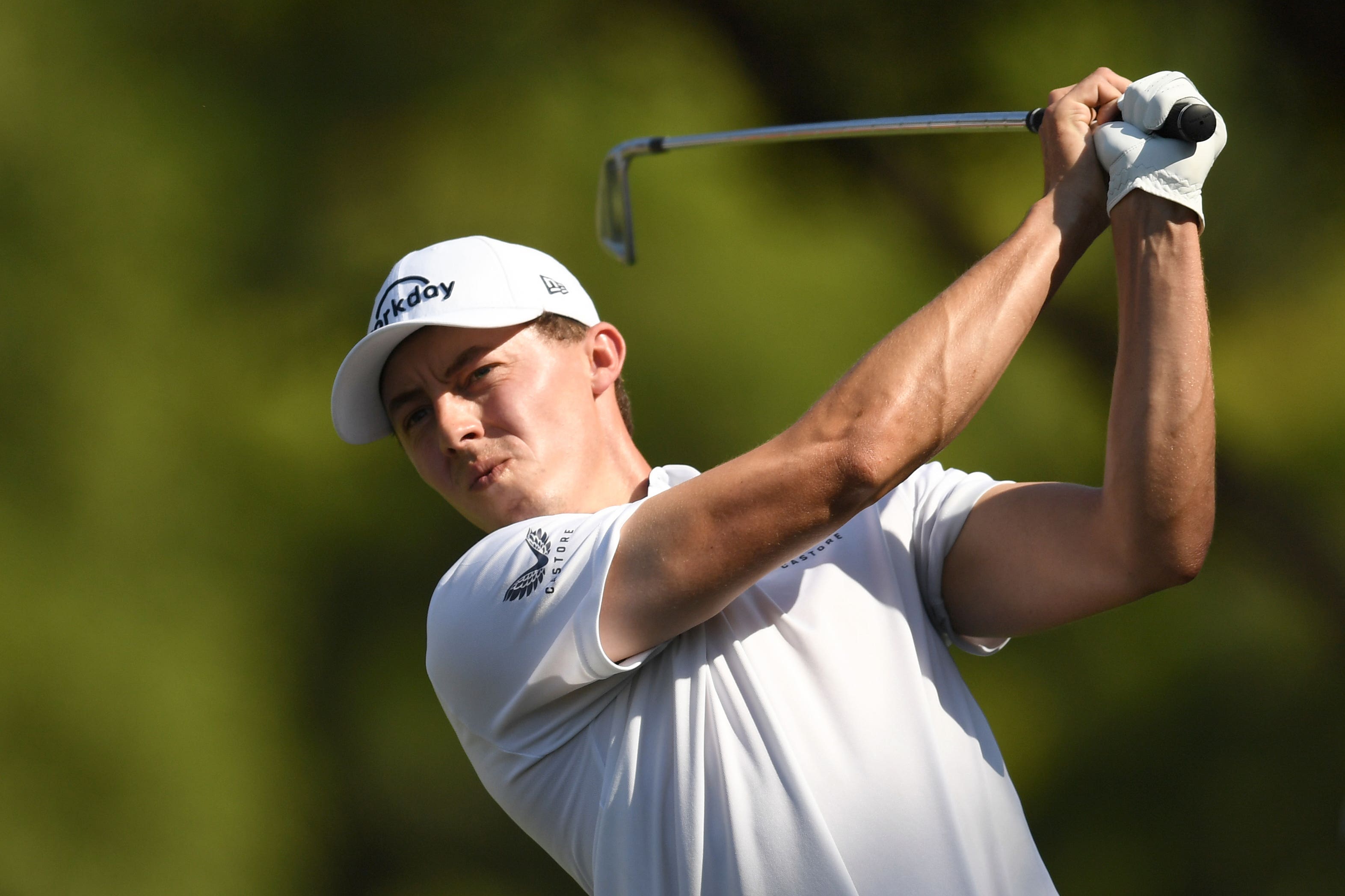 Matt Fitzpatrick shares the lead with Tyrrell Hatton in the DP World Tour Championship (Martin Dokoupil/AP)