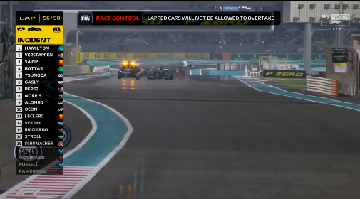 The first message from race control: lapped cars will not be allowed to overtake