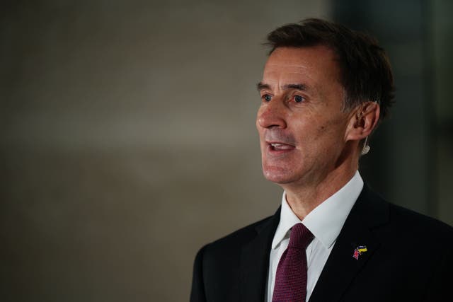 Chancellor of the Exchequer Jeremy Hunt gives a television interview the morning after his autumn statement, outside the BBC studios in central London (PA)