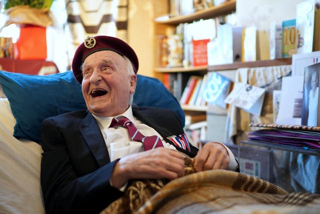Peter Colthup, a Second World War veteran with the Glider Pilot Regiment who celebrated his 100th birthday on Thursday, after he received the Dutch Liberation Medal and the Market Garden Medal, at his home in Whitstable, Kent (Gareth Fuller/PA)