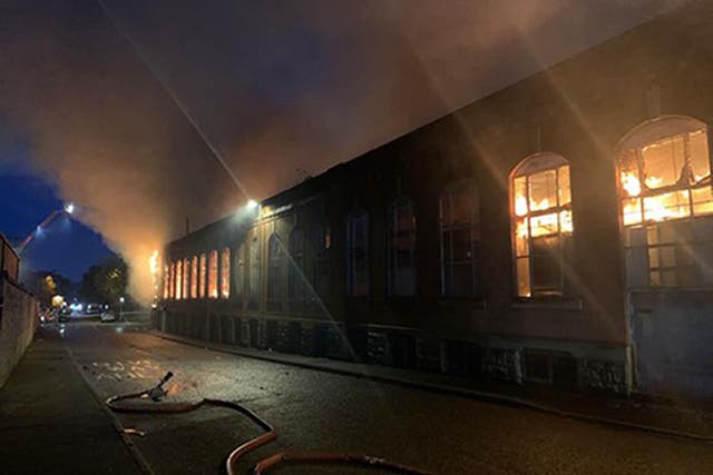 The fire at Bismark House Mill in Oldham (Greater Manchester Fire and Rescue Service/PA)