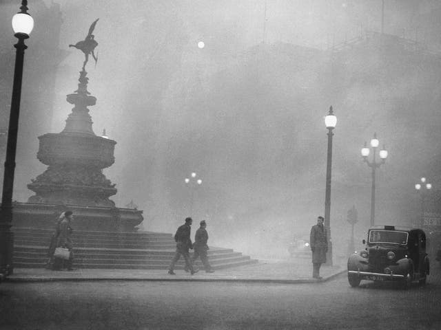 <p>London’s Piccadilly Circus in 1952, where the only thing we had to worry about was occasional smog</p>