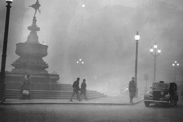 <p>London’s Piccadilly Circus in 1952, where the only thing we had to worry about was occasional smog</p>