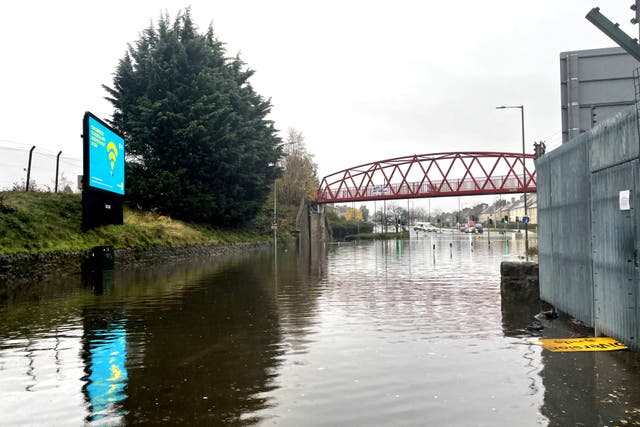 A general view of flooding in Edinburgh, as an amber weather warning in eastern Scotland. (Katharine Hay/PA)