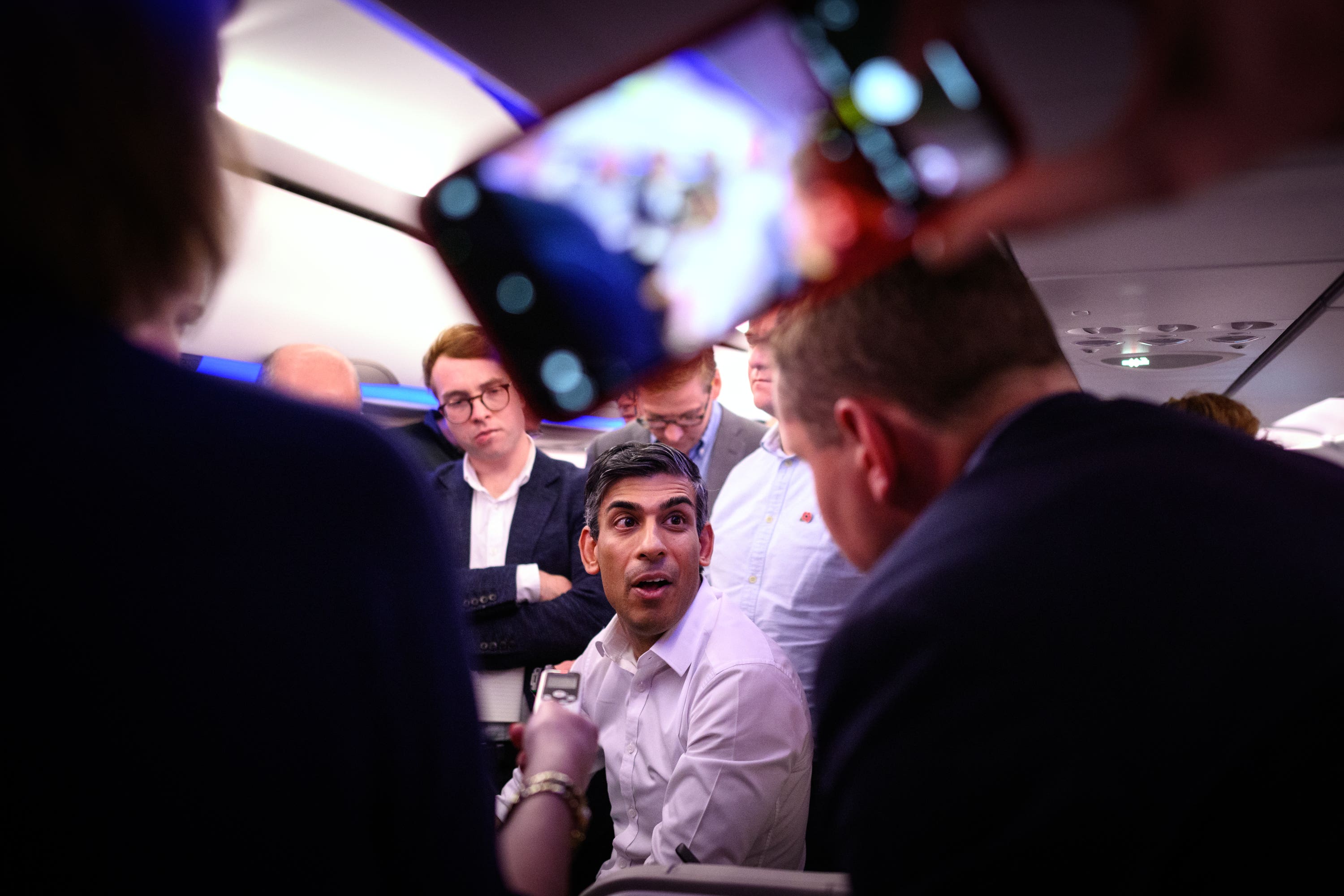Prime Minister Rishi Sunak speaks to reporters on his way to the G20 (Leon Neal/PA)