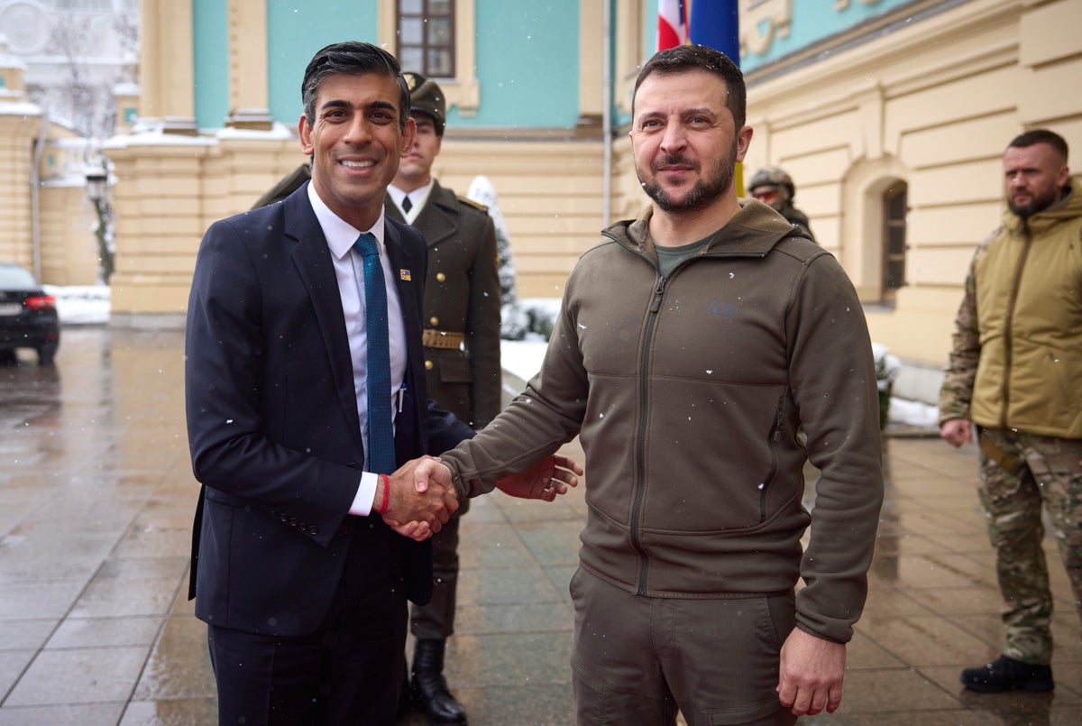 Rishi Sunak meets Volodymyr Zelensky during his first visit to Ukraine as Prime Minister